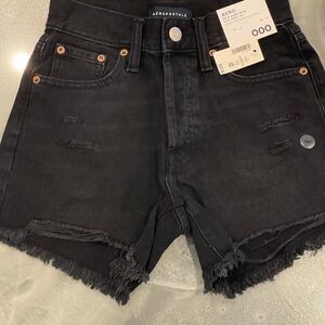 Aeropostale Black 90’s High Rise Cut Offs 4” size 000 NEW